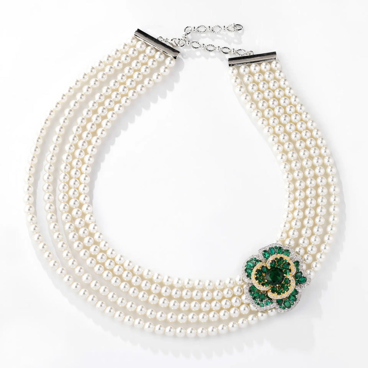 Elegant Pearl Floral Jewelry Set – Luxury Necklace Earrings Bracelet for Women