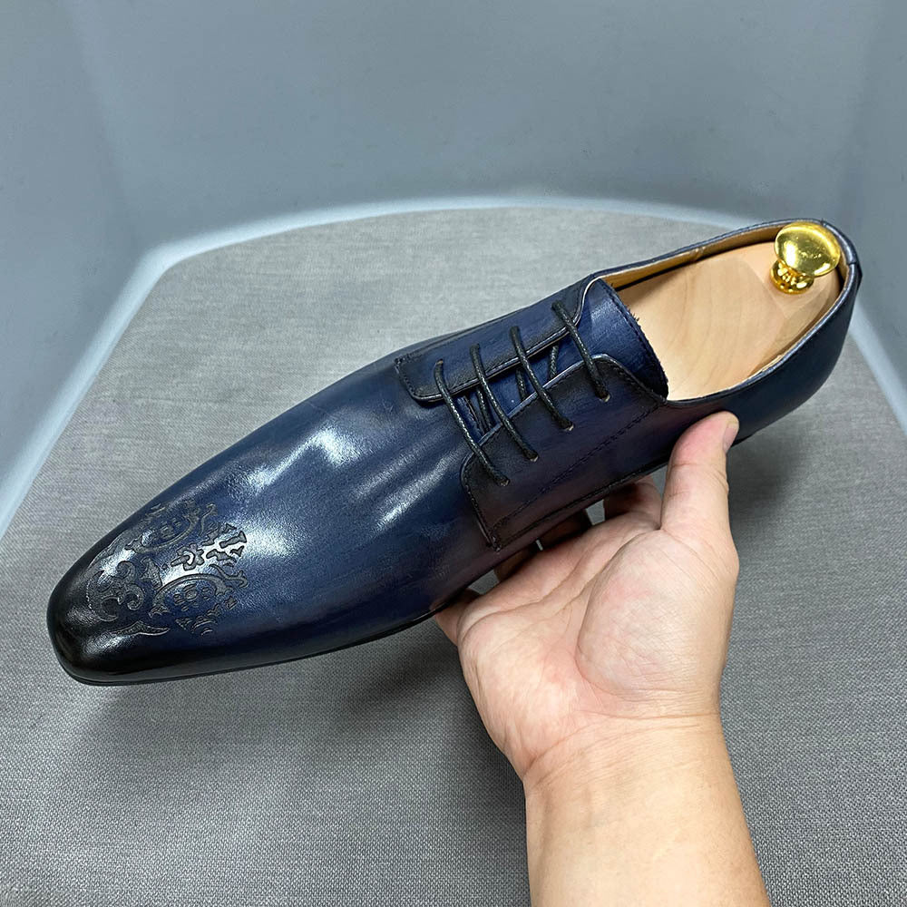Men's Carved Pointed Business Dress Derby Shoes