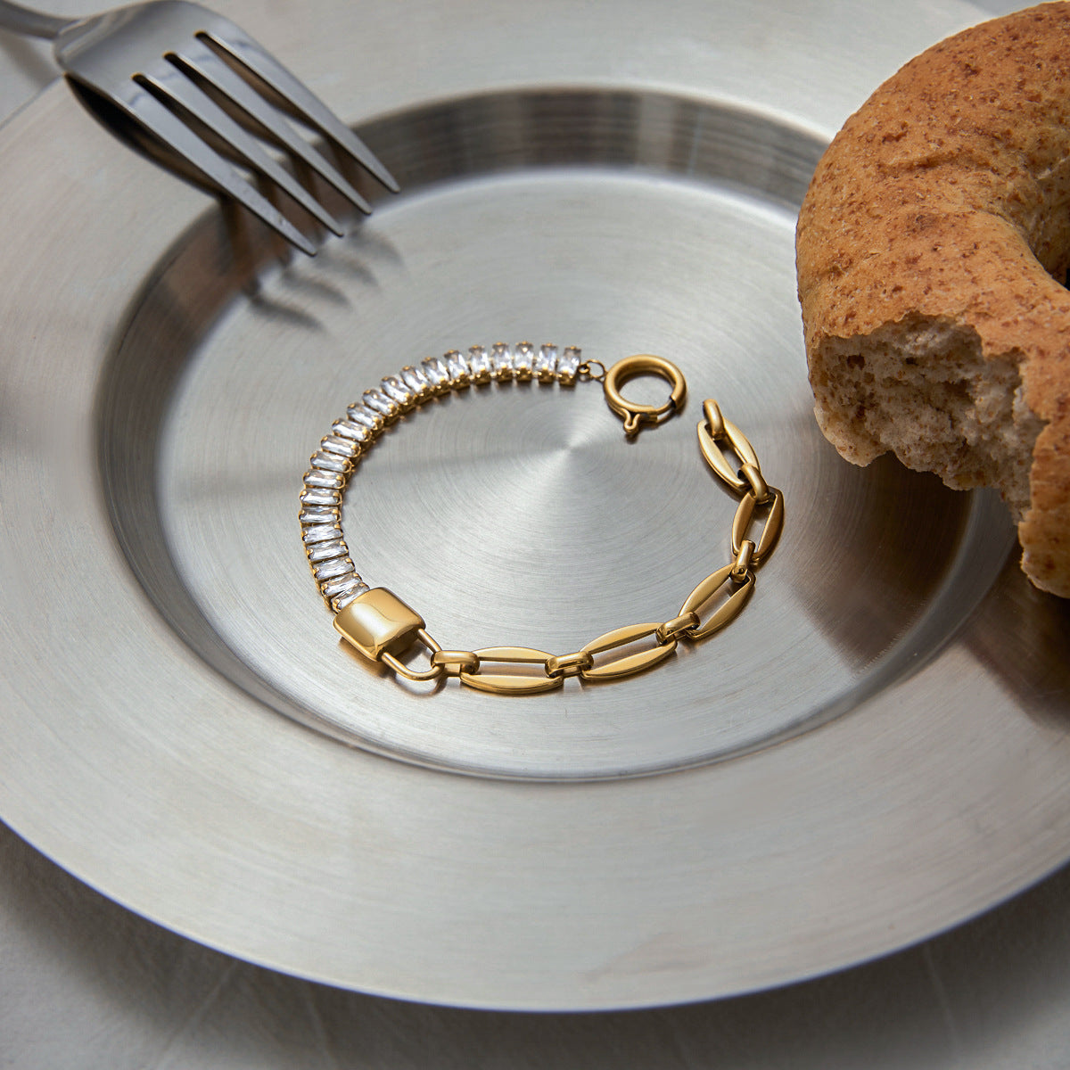 Light luxury stainless steel zircon bracelet