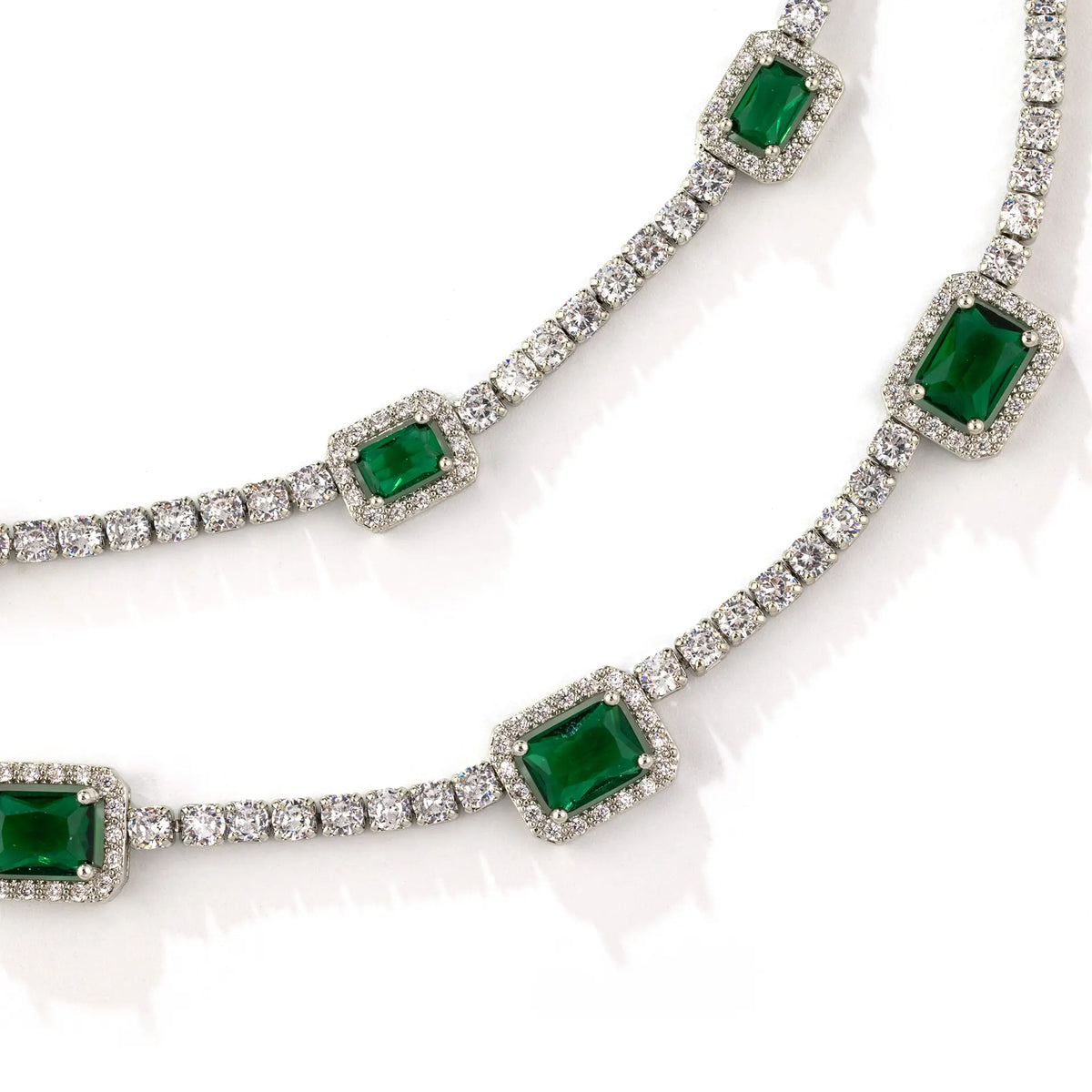 Luxury Ruby Crystal Necklace Earrings Set – Sparkling Silver Statement Jewelry