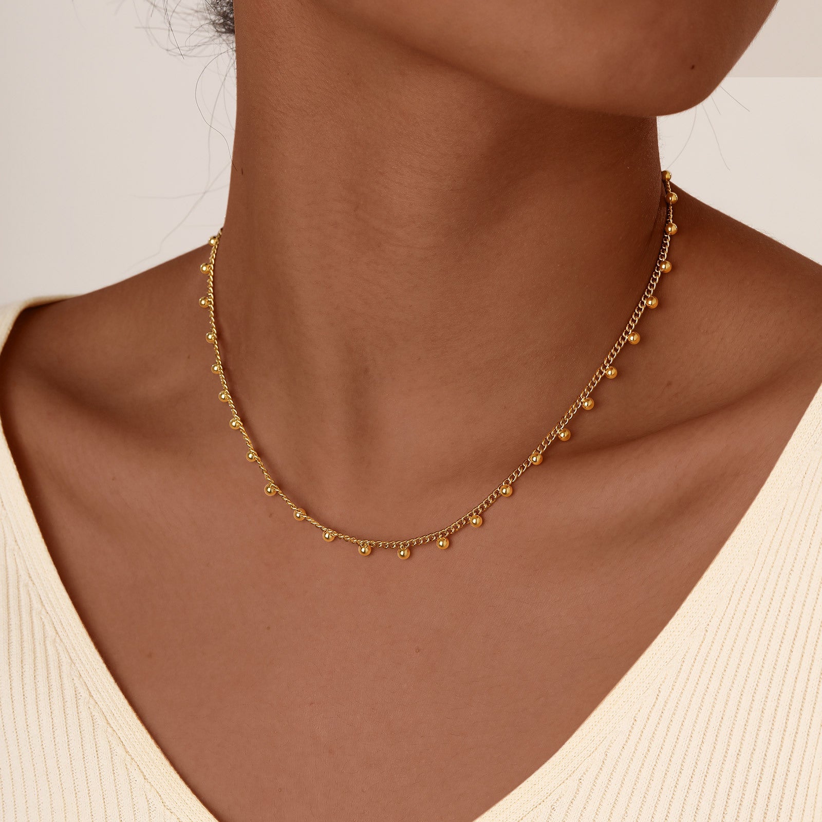 Gold Stainless Steel Bead Bracelet Necklace Series