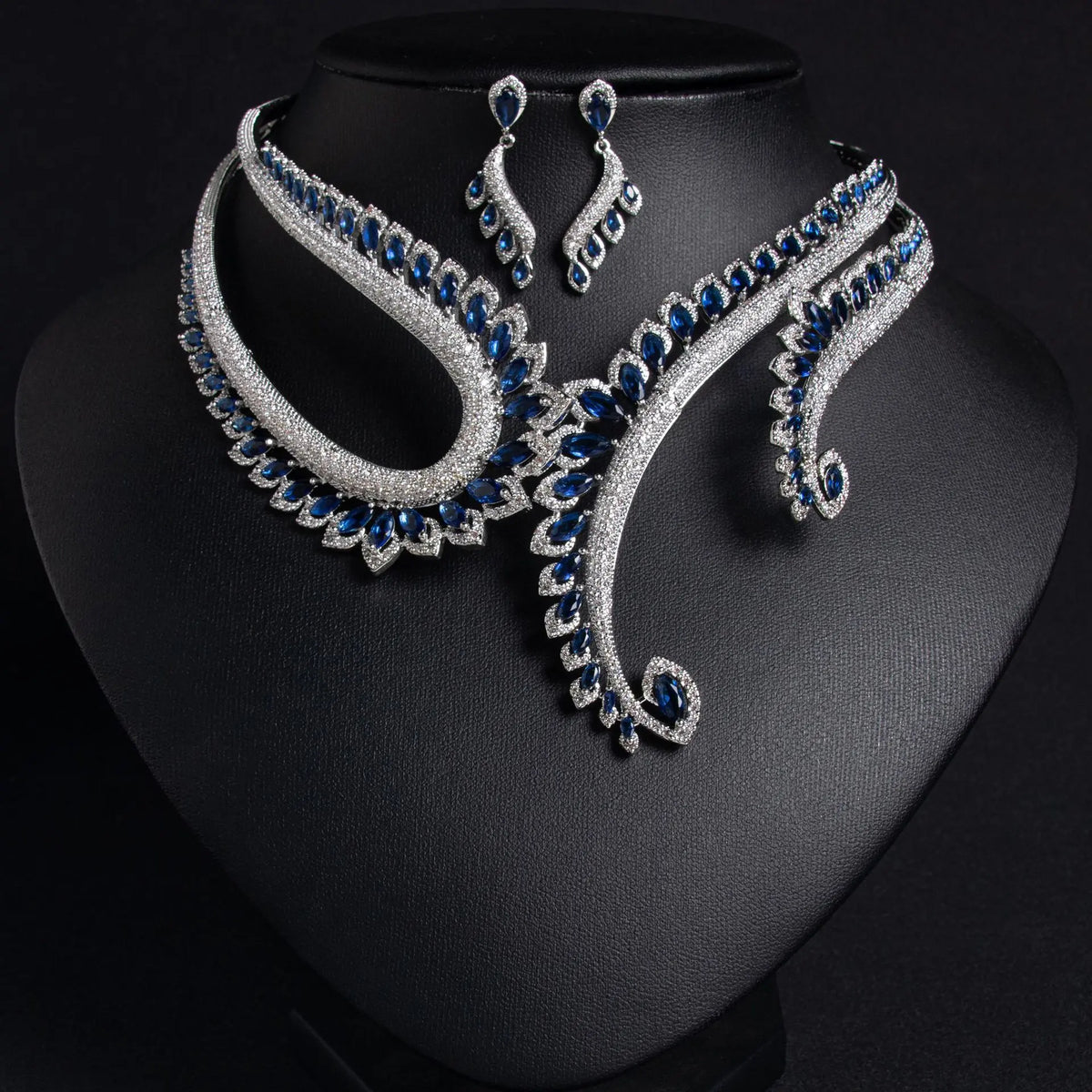 Glamorous Red Gemstone Necklace and Earrings Set – Luxury Evening Jewelry Collection