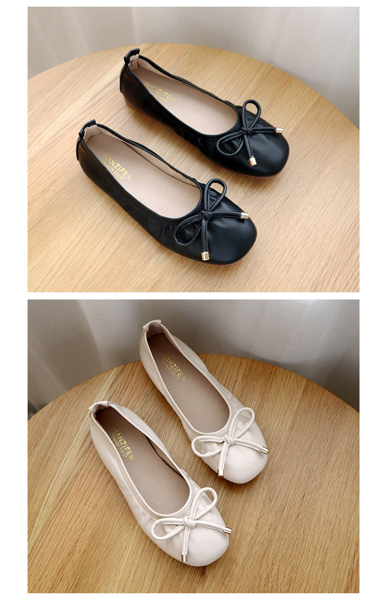 Fashionable summer bow casual flat bottomed women's loafers