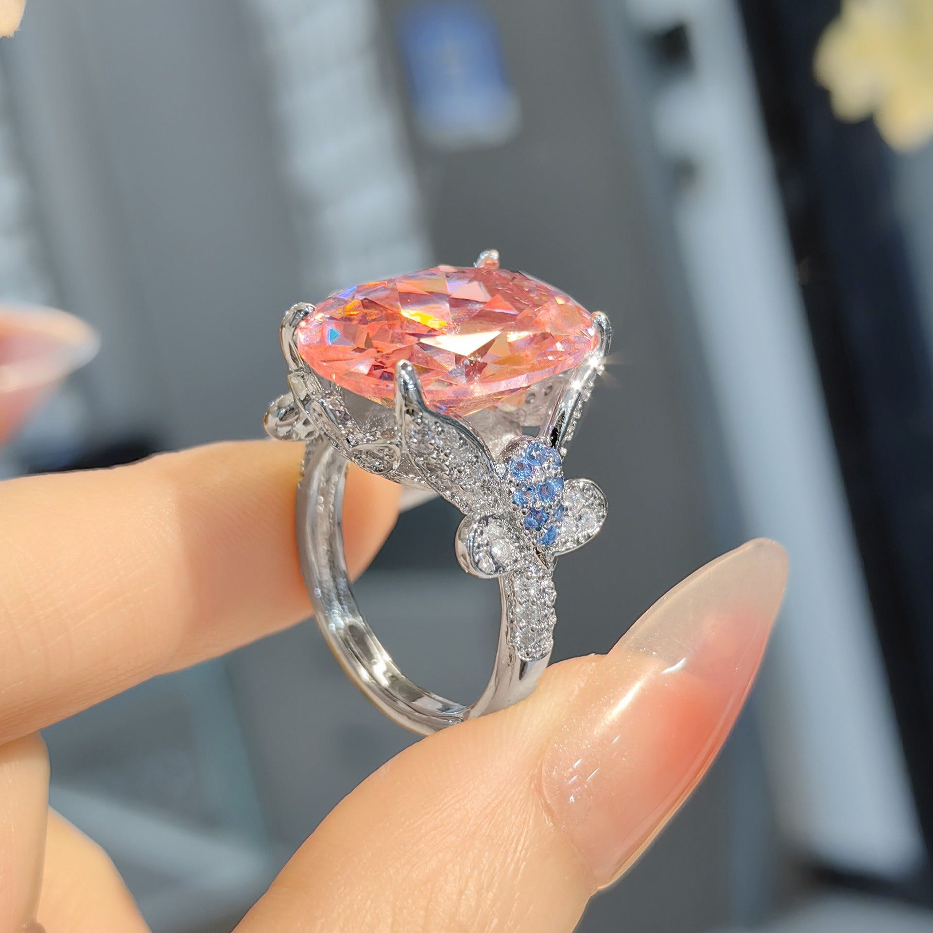 Light luxury pink pigeon egg colored gemstone series