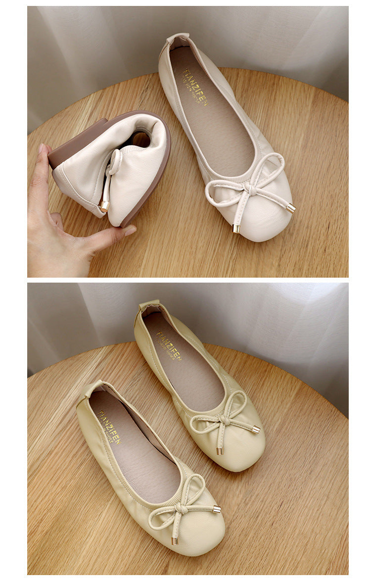 Fashionable summer bow casual flat bottomed women's loafers