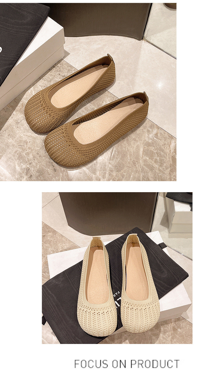 Environmentally friendly woven hollow breathable loafers