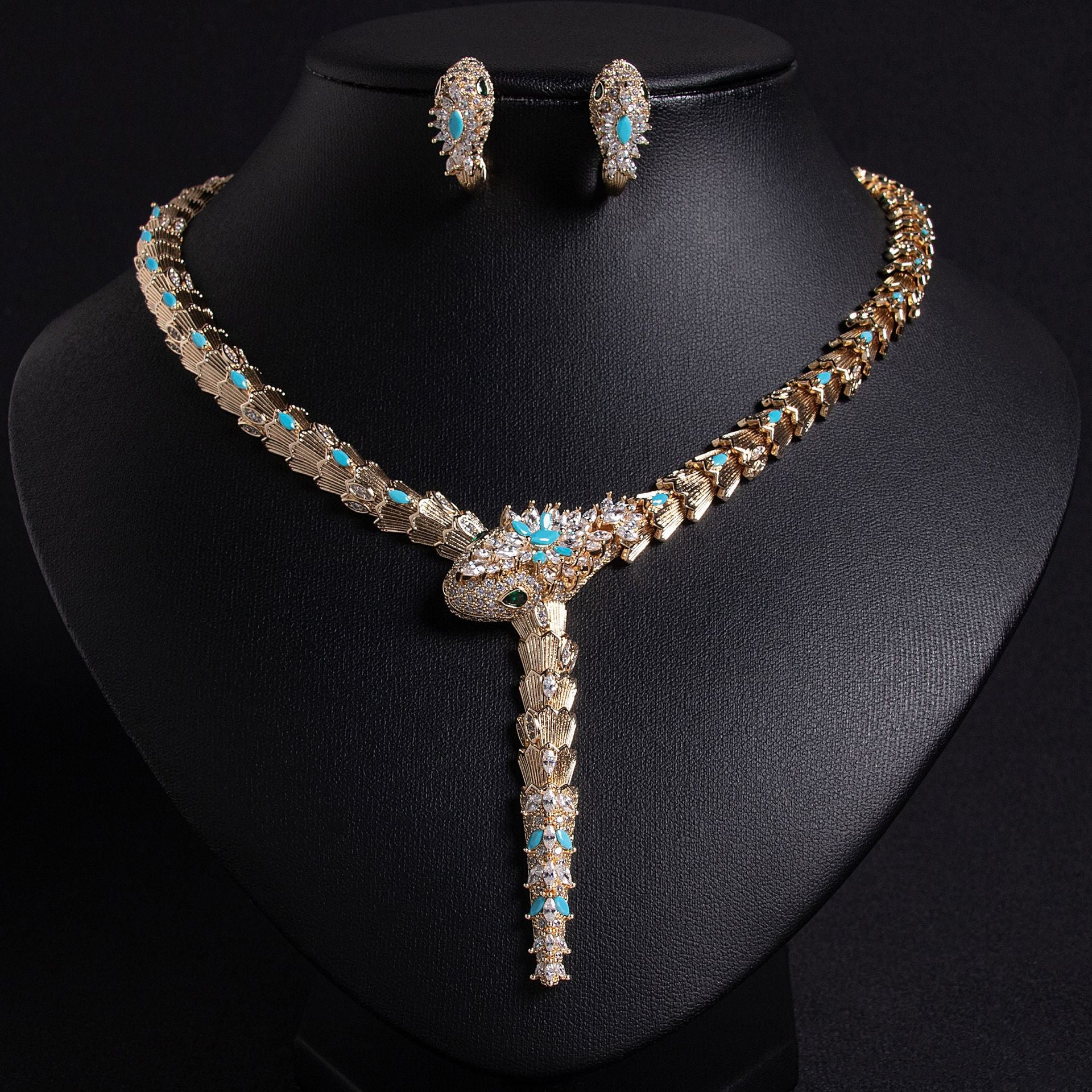 Snake necklace earrings jewelry set bracelet banquet haute couture snake necklace