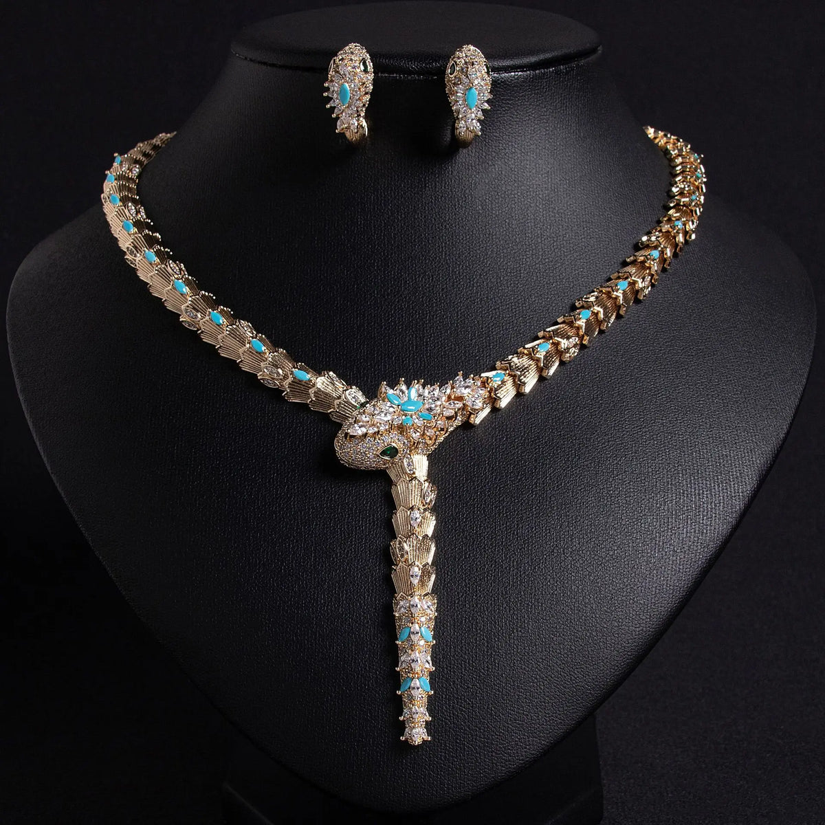 Snake necklace earrings jewelry set bracelet banquet haute couture snake necklace