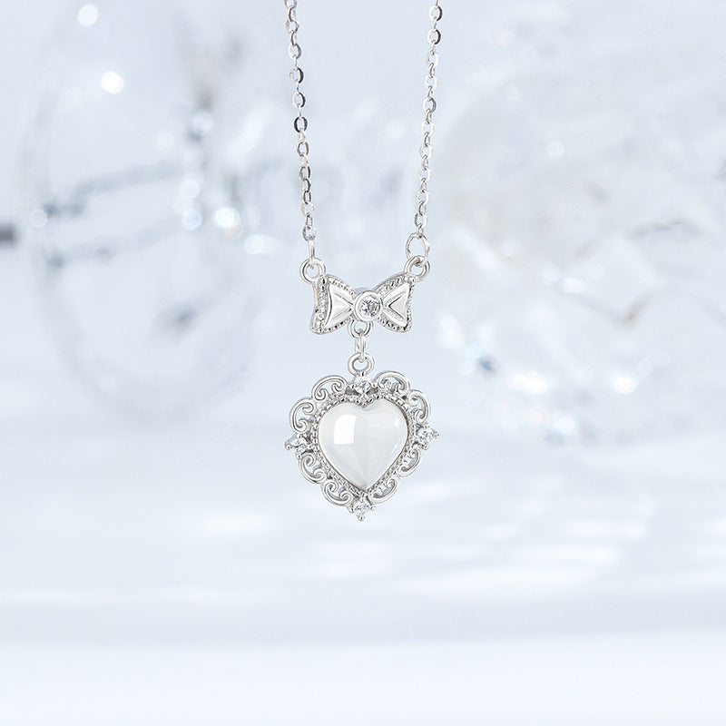 S925 Sterling Silver Chalcedony Love Necklace