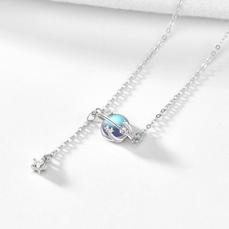 S925 Sterling Silver Planet Moonstone Bracelet