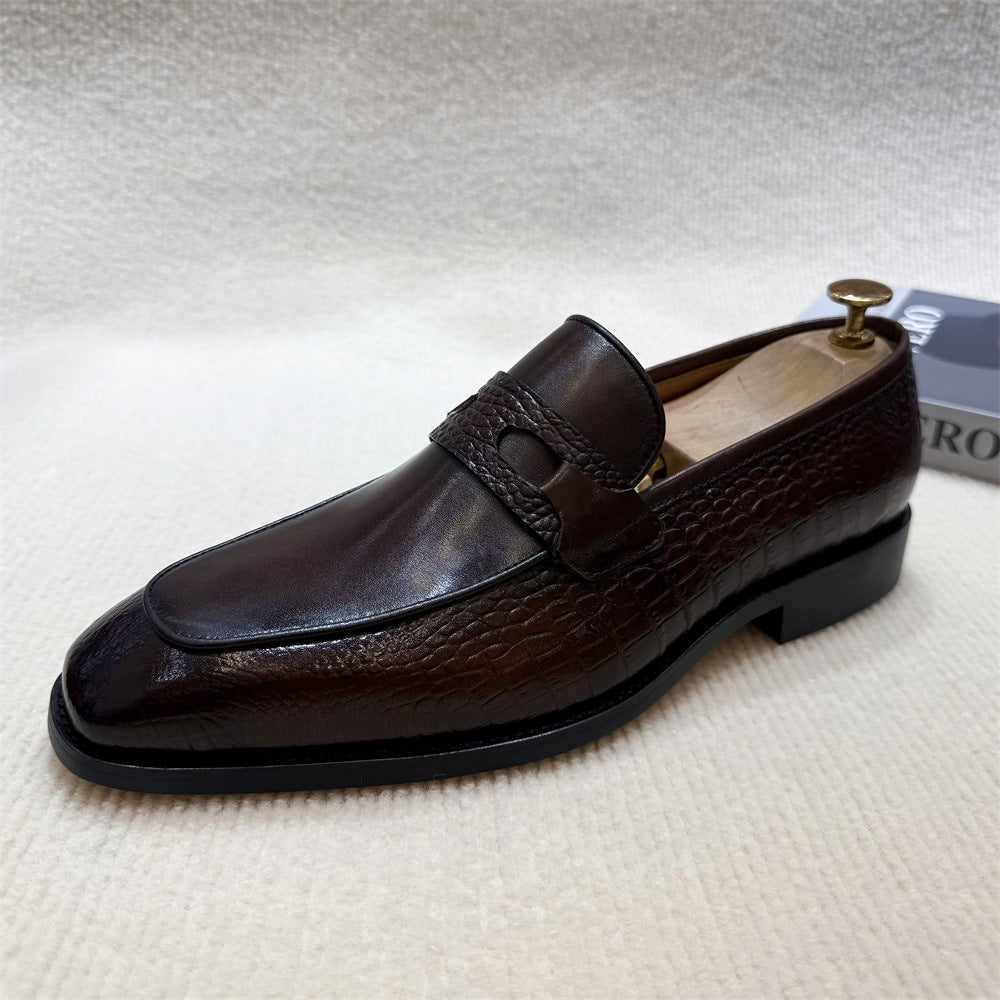 Brown Leather Loafers Business Dress Fashion Leather Shoes