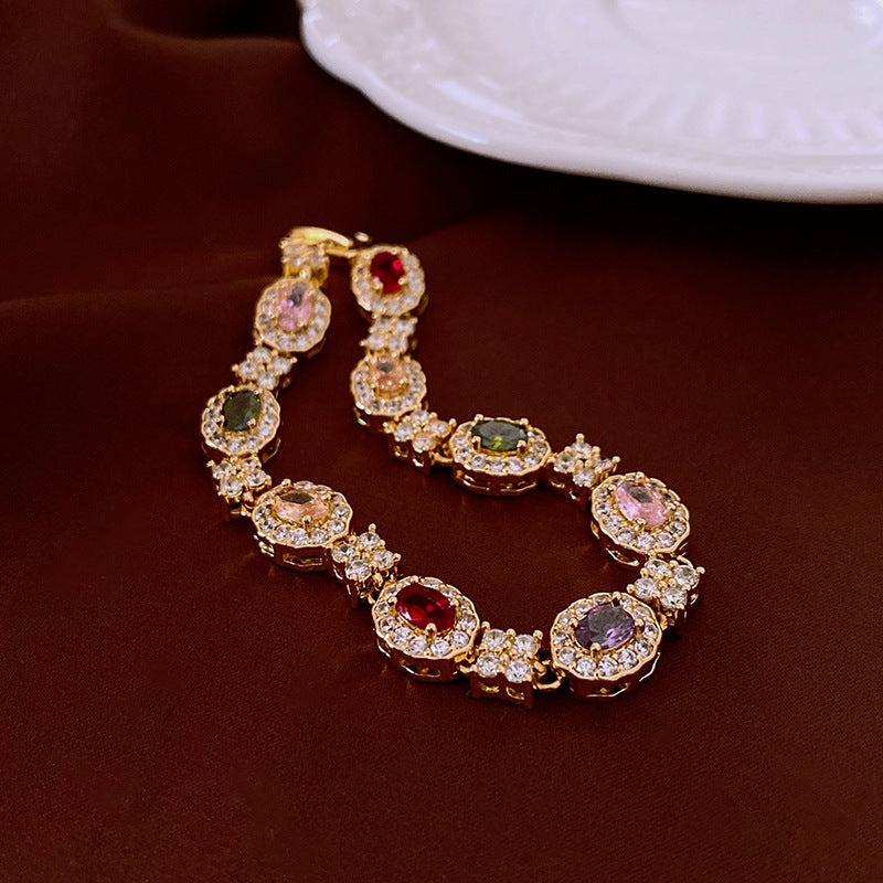 Vintage light luxury zircon buckle bracelet