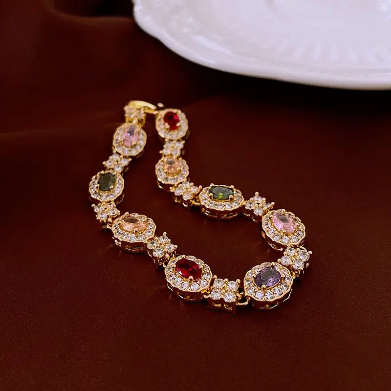 Bracelet boucle zircon de luxe léger vintage