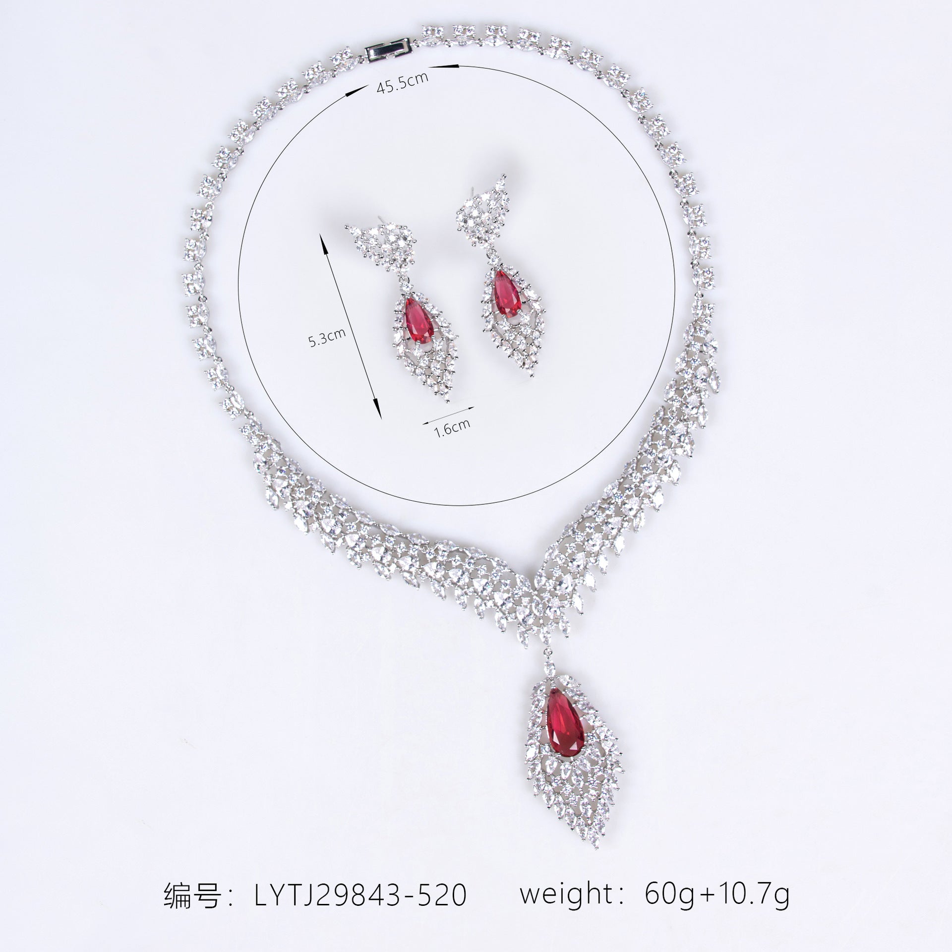 Luxury Zircon Wings Earrings Necklace Set