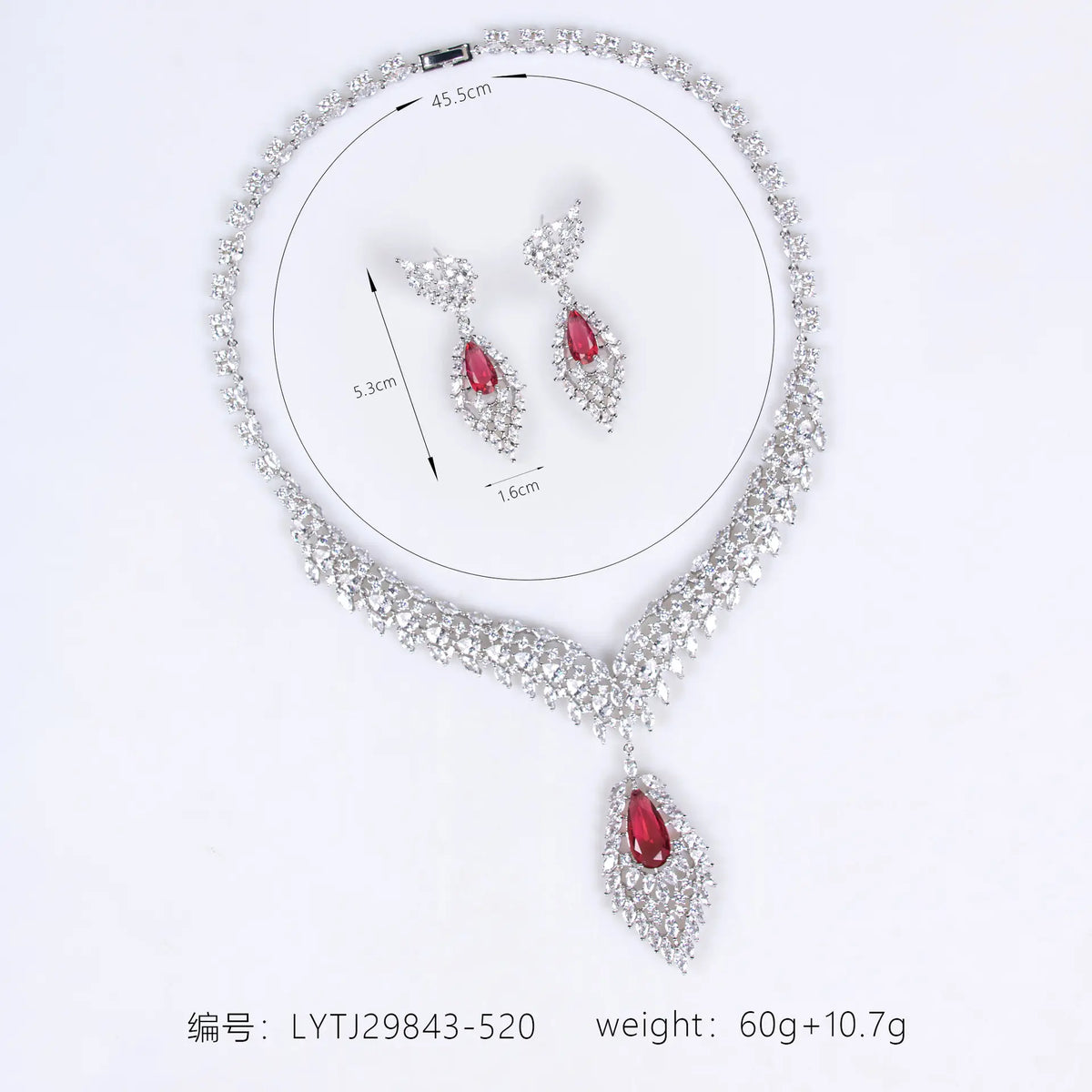 Parure boucles d'oreilles et collier ailes en zircon de luxe