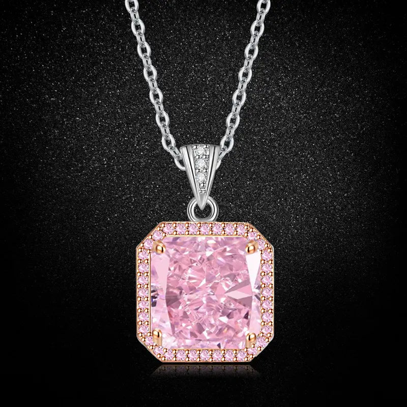 Fashion light luxury colored treasure ring stud earrings necklace three-piece set