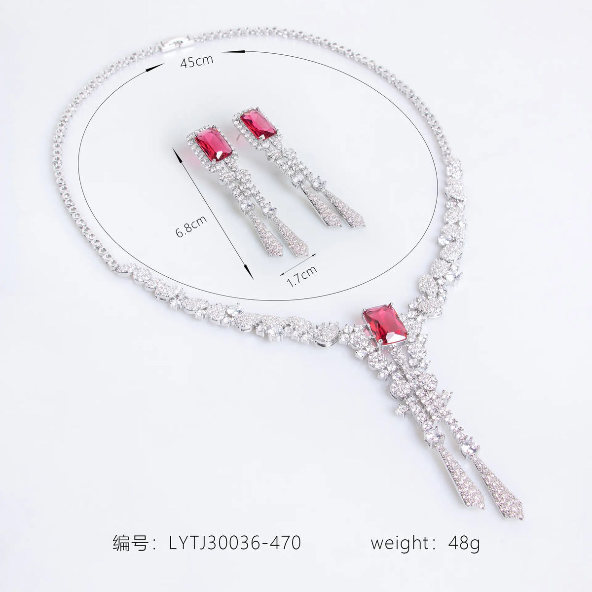 Luxus Smaragdgrün Kristall Quasten Halskette und Ohrringe Schmuckset für Damen