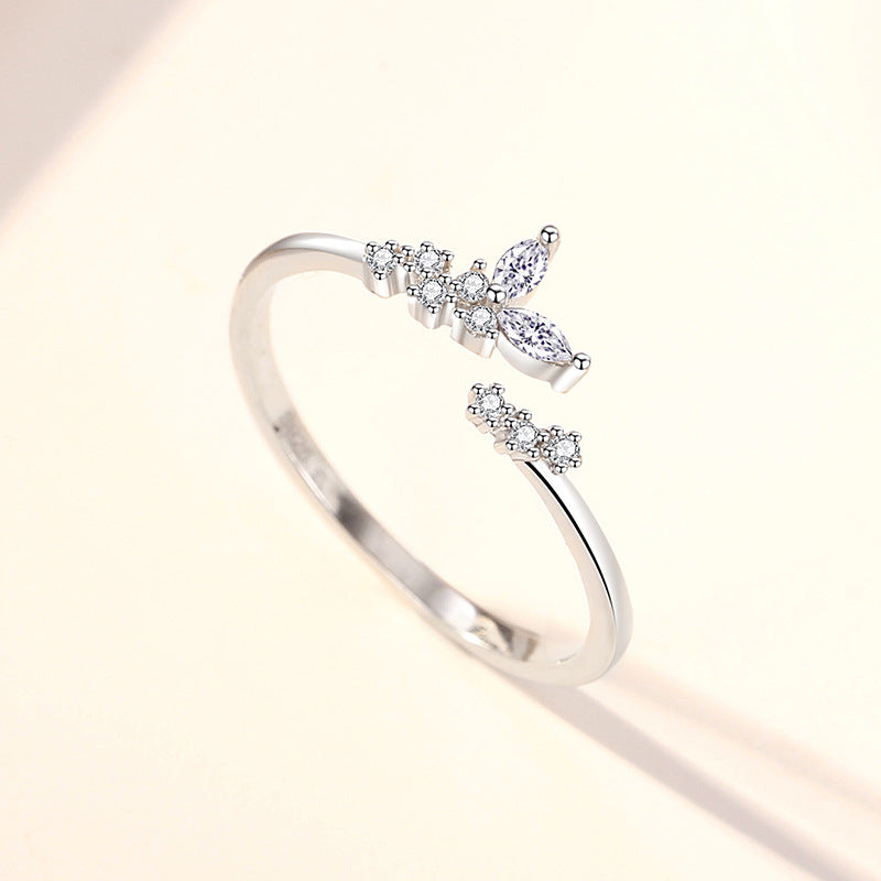 Diamond Butterfly Open Ring