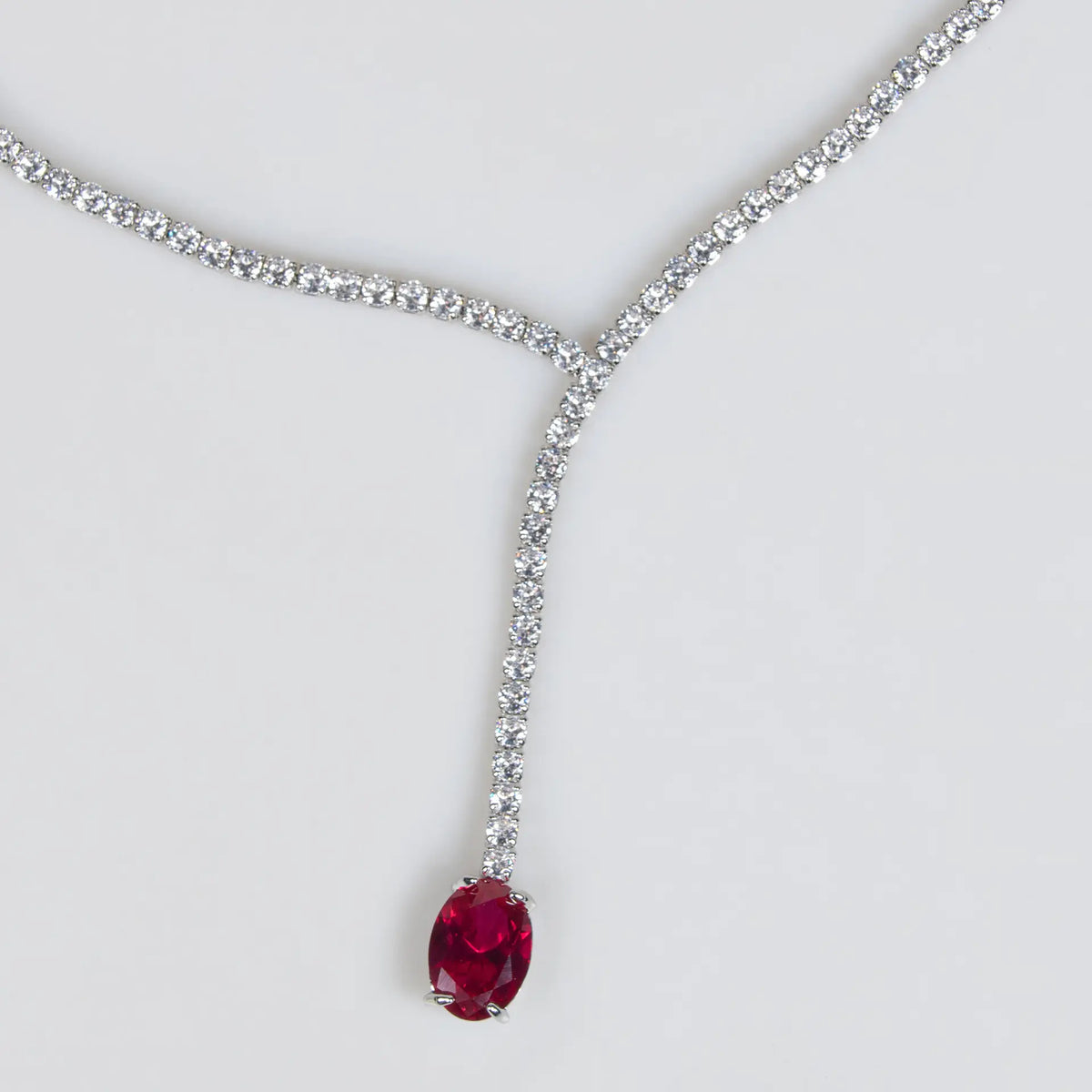 Elegant Red Crystal Teardrop Y Necklace and Earrings Set – Luxury Statement Jewelry Collection