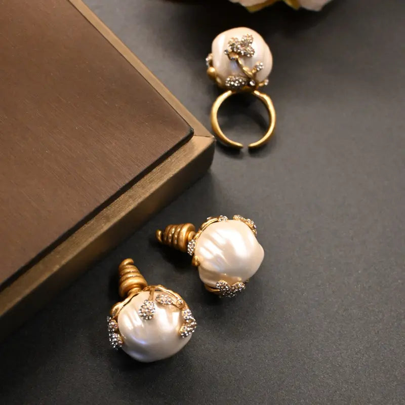 Boucles d'oreilles en laiton avec pierres géométriques irrégulières imitation pastèque