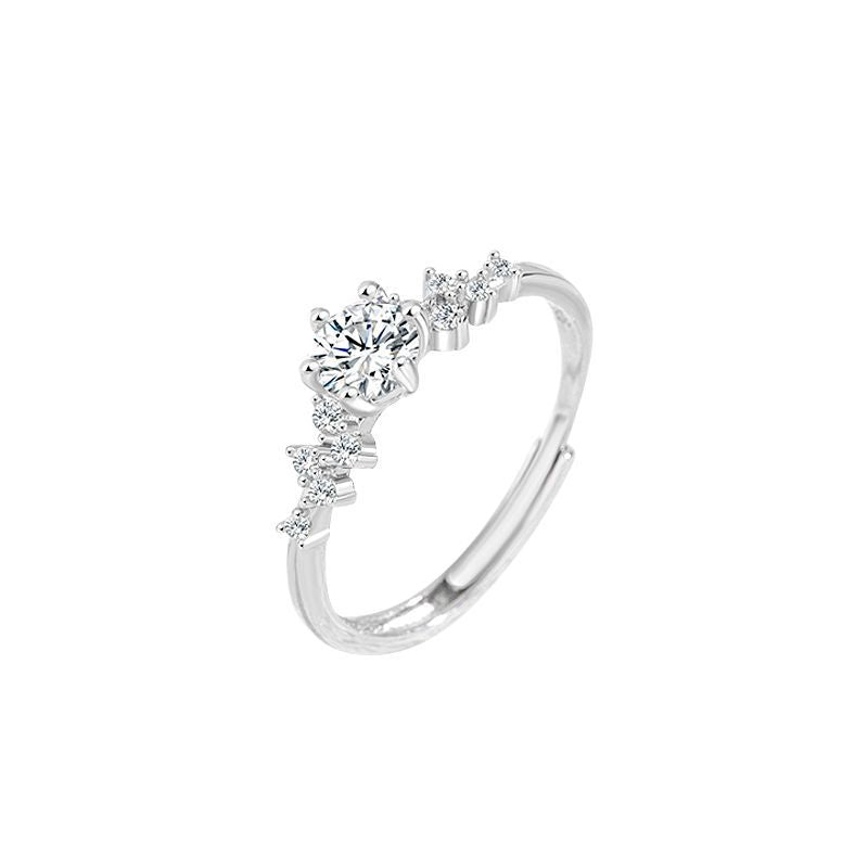 S925 Sterling Silver Eight Hearts Zircon Galaxy Ring