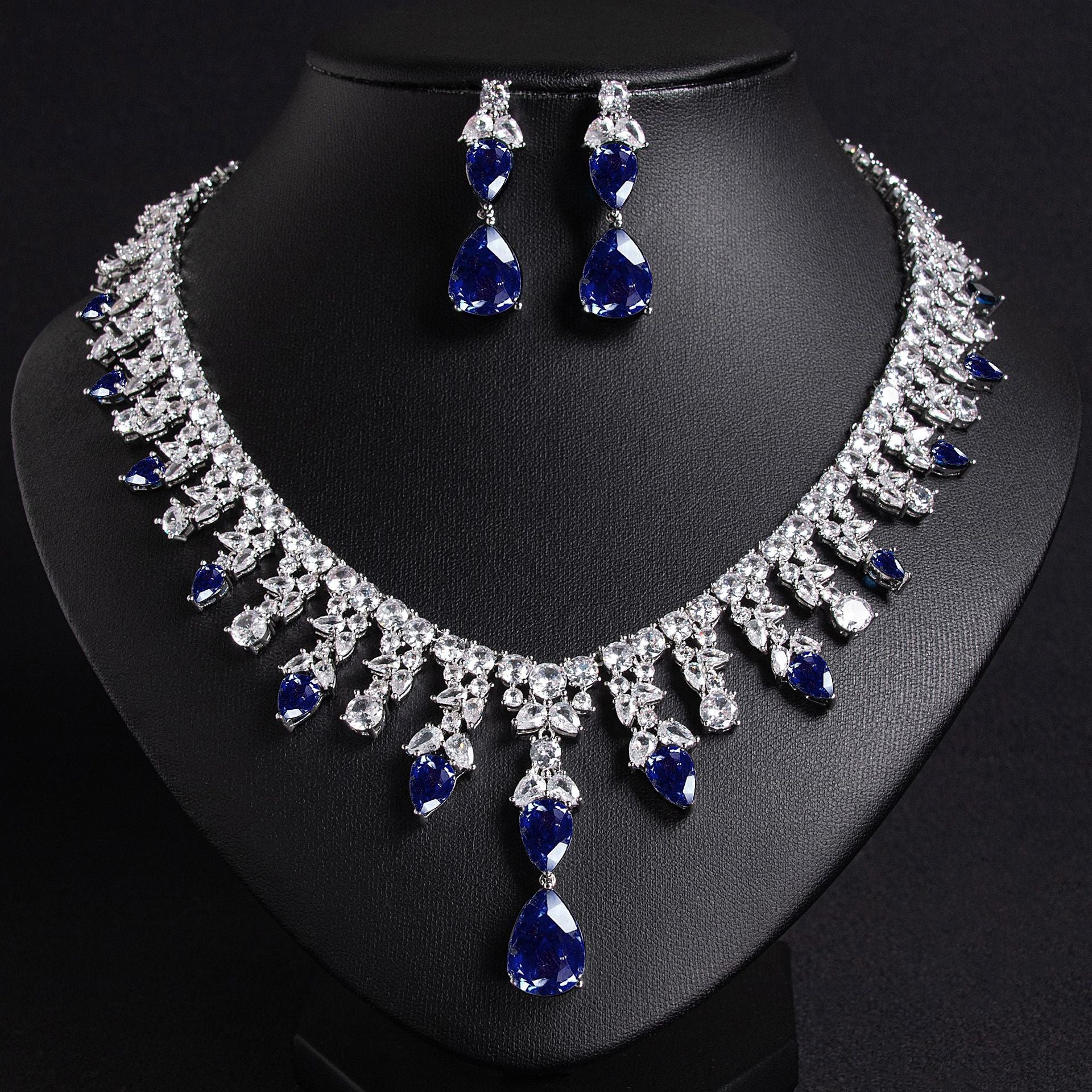 Luxury Multicolor Gemstone Statement Necklace Set for Women – Floral Jewelry with Matching Earrings