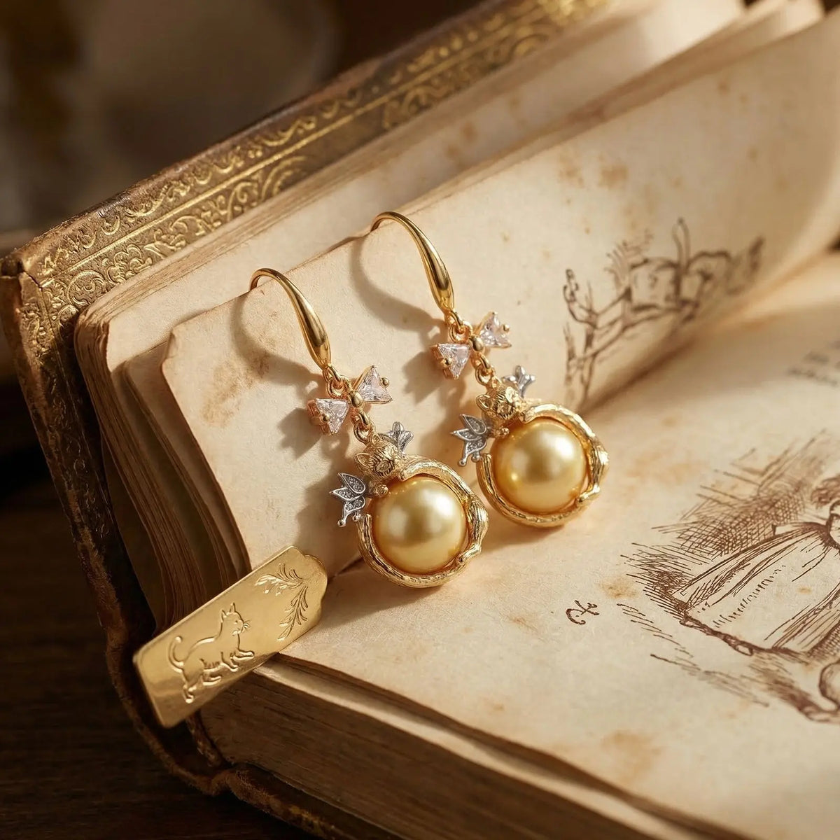 Ensemble collier et clous d'oreilles perles rondes nœud papillon Bijoux délicats haut de gamme et de niche