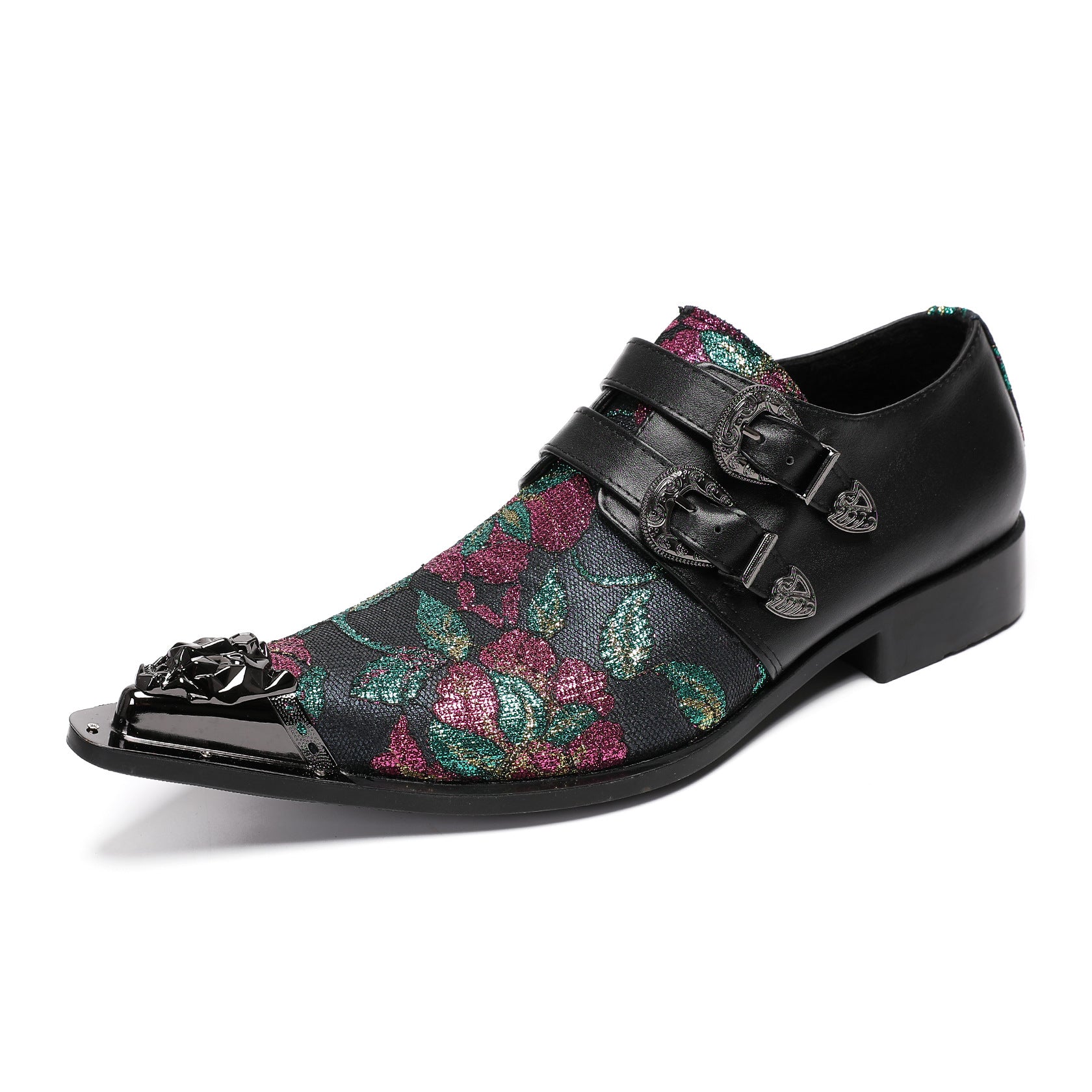 Fashion Leather Printed Derby Shoes Men's Wedding Prom Dress Shoes