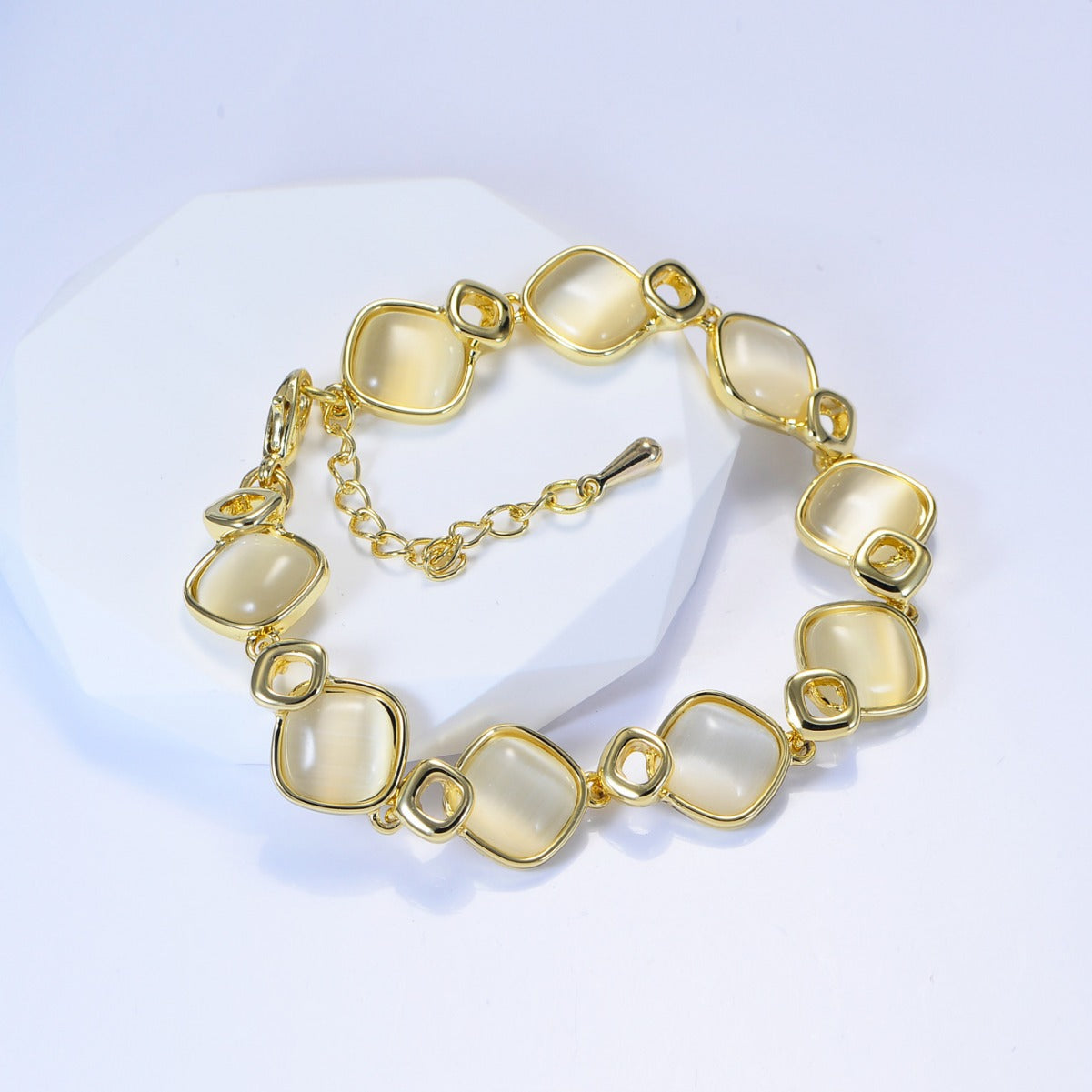 Rose gold opal geometric bracelet