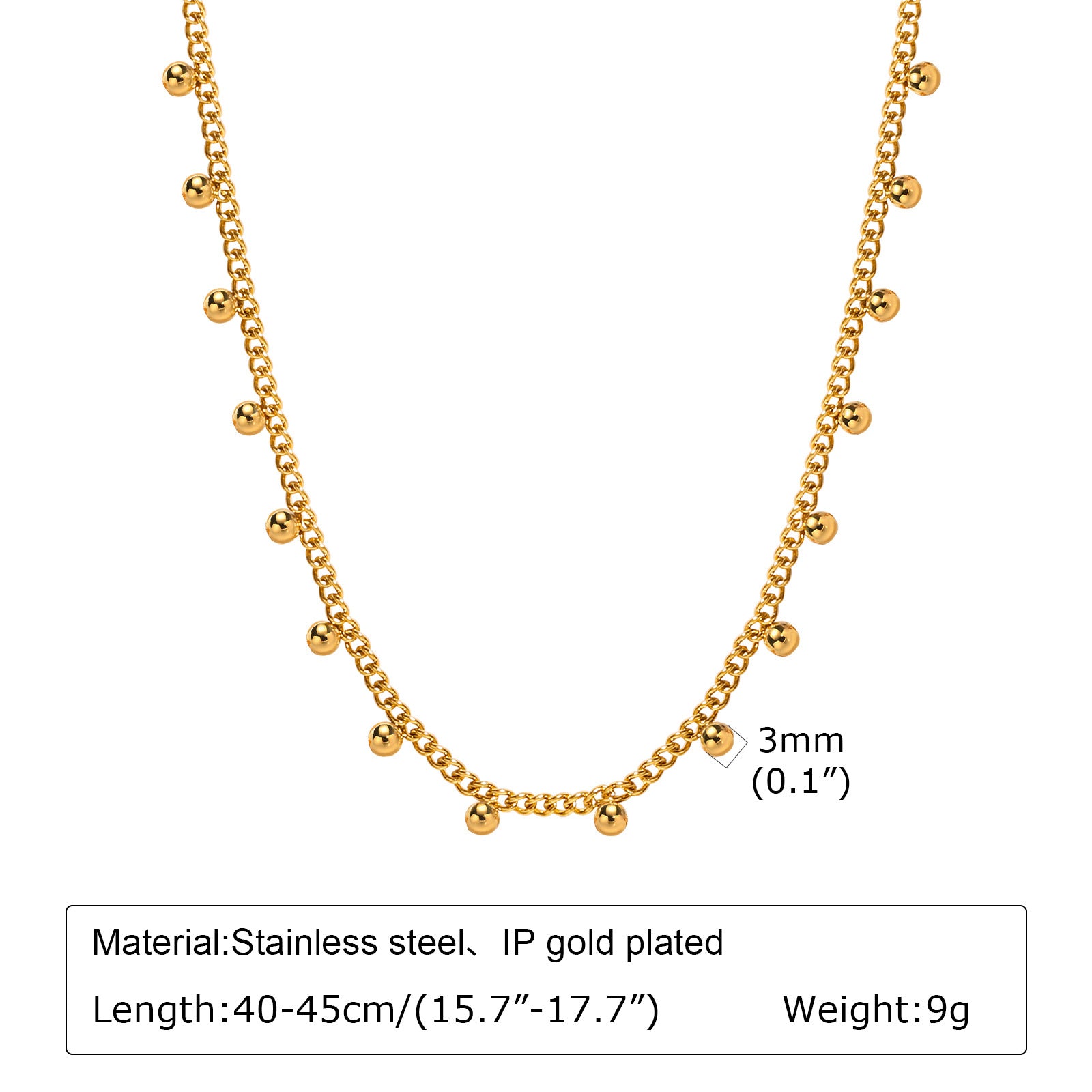 Gold Stainless Steel Bead Bracelet Necklace Series
