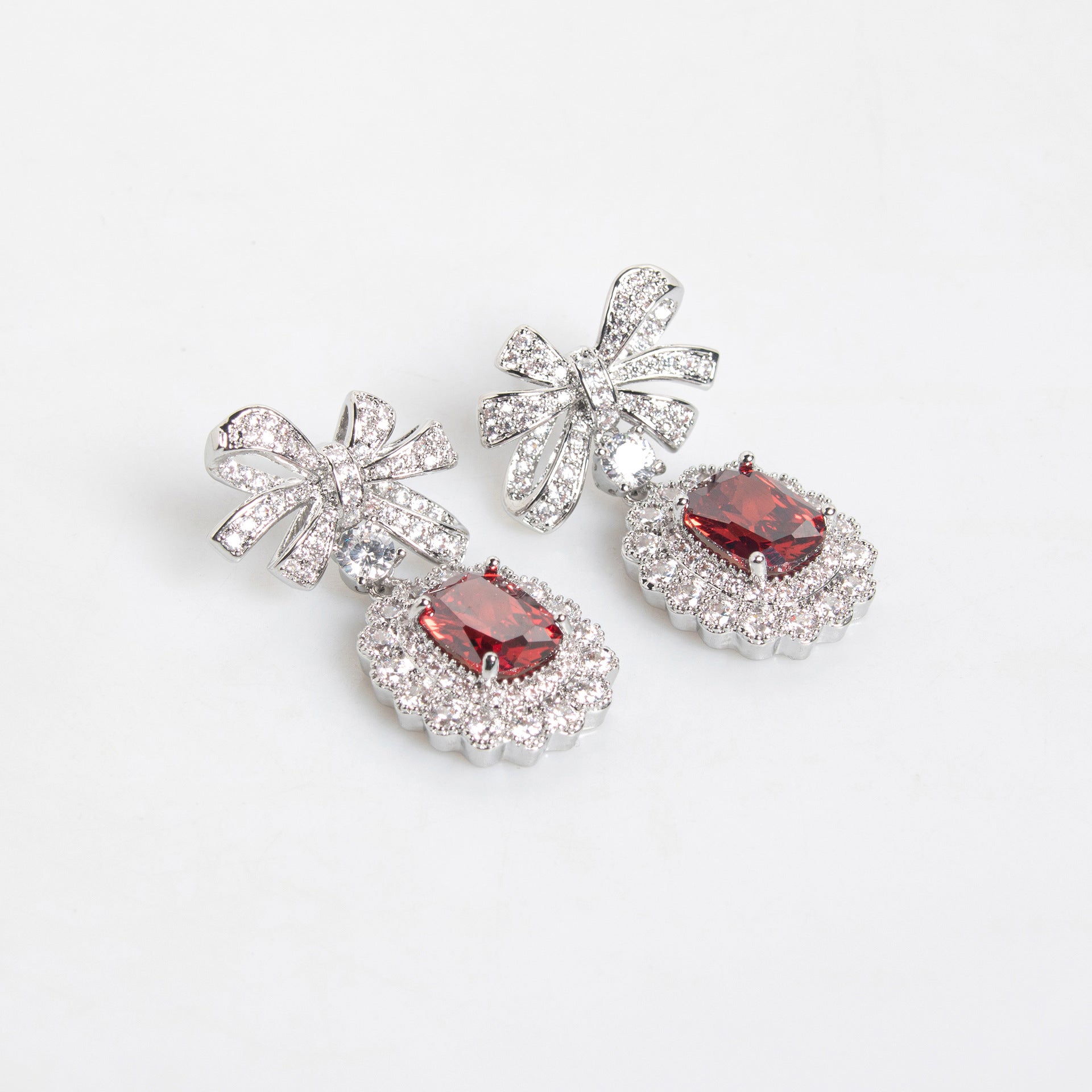 Ensemble Collier Boucles d'Oreilles Nœud Papillon Zircon Mode