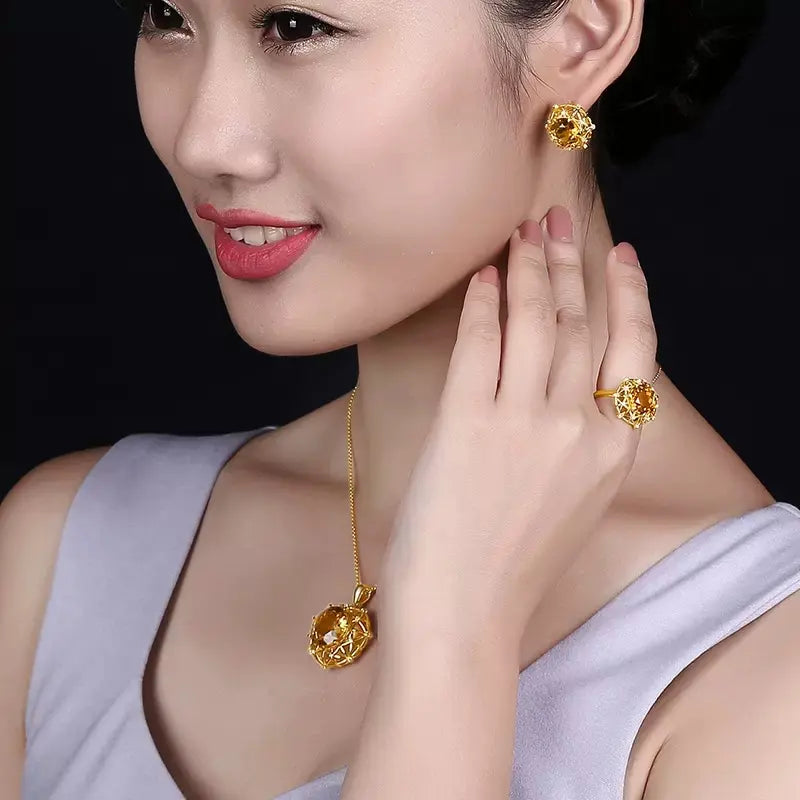 Collection nid d'oiseau en citrine surdimensionnée de 10 carats