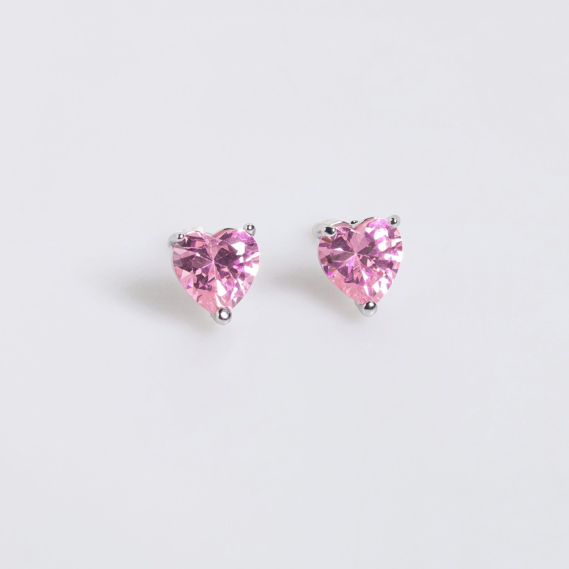 Luxury Pink Heart Crystal Necklace and Earrings Jewelry Set for Women
