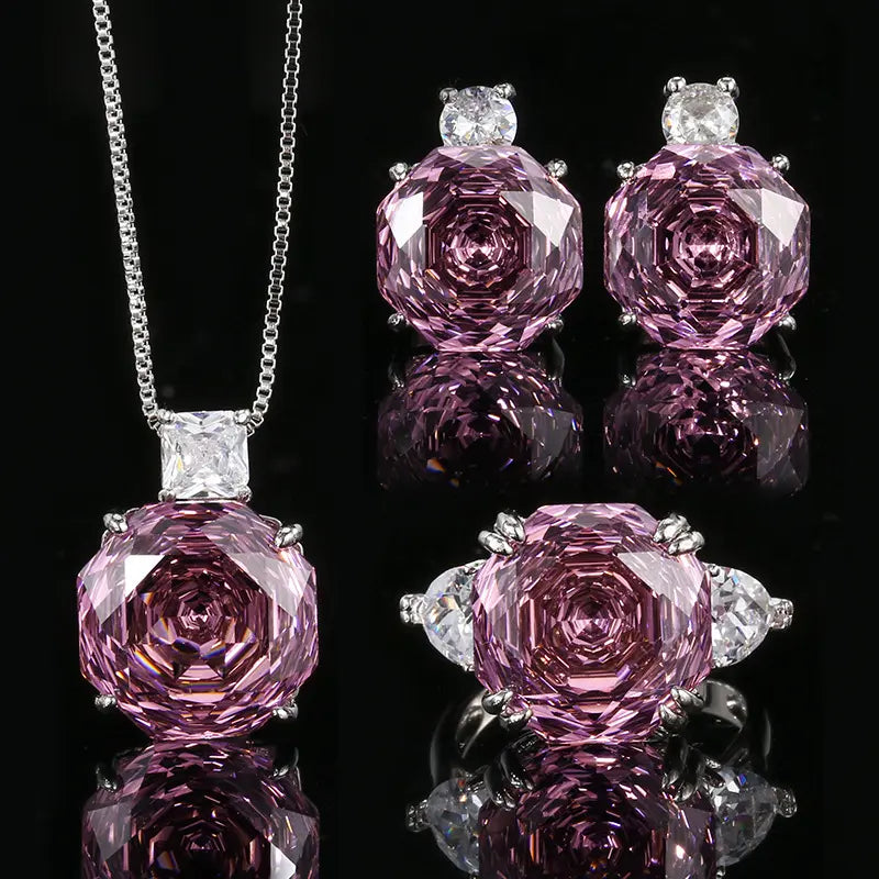 Ensemble de pierres précieuses simples plaqué or rose en cuivre