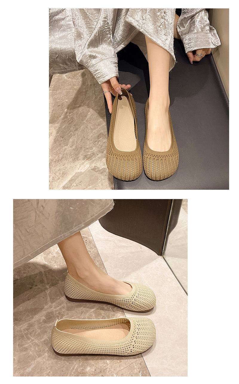 Environmentally friendly woven hollow breathable loafers