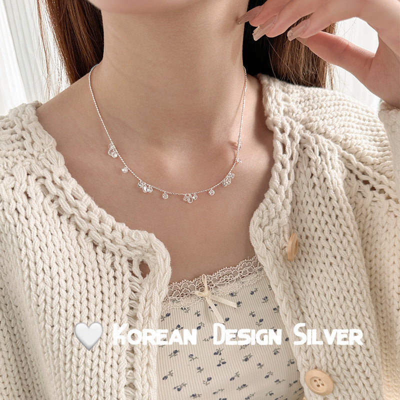 Simple water drop round opal necklace