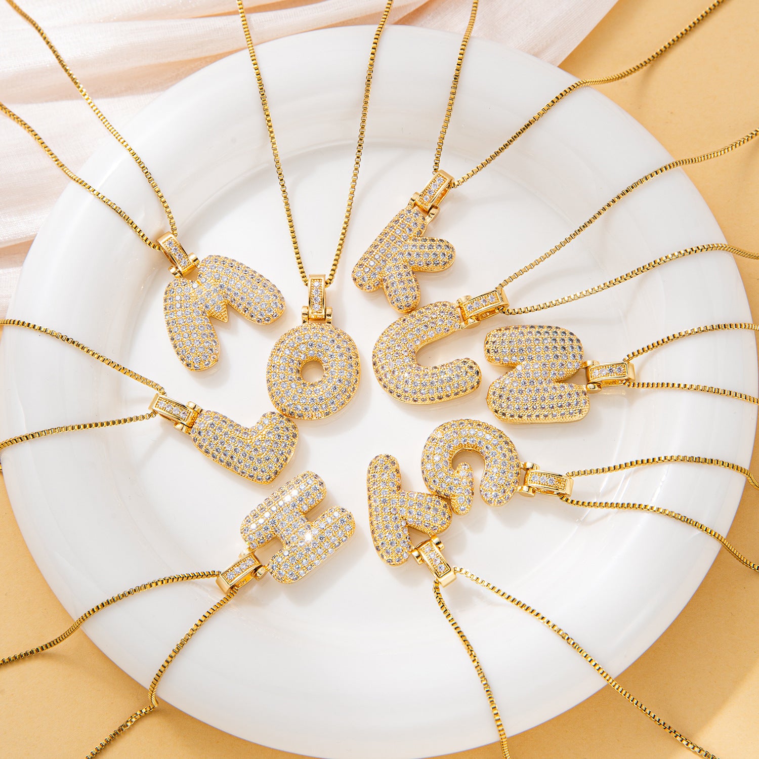 Creative fashion zircon fat 26 letter necklace