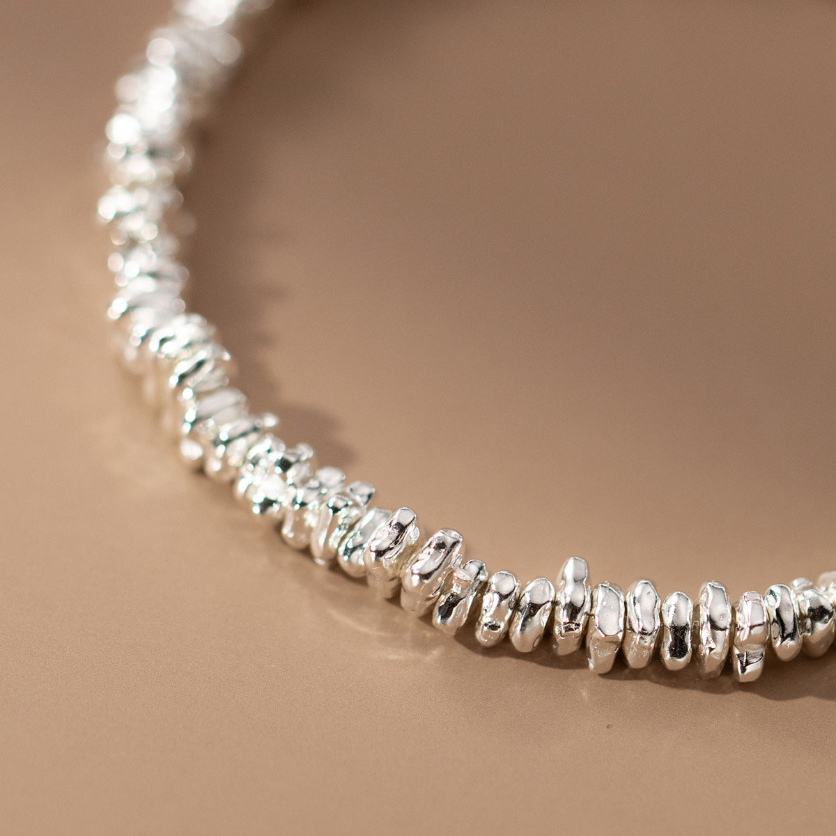 S925 Sterling Silver Irregular Broken Silver Bracelet