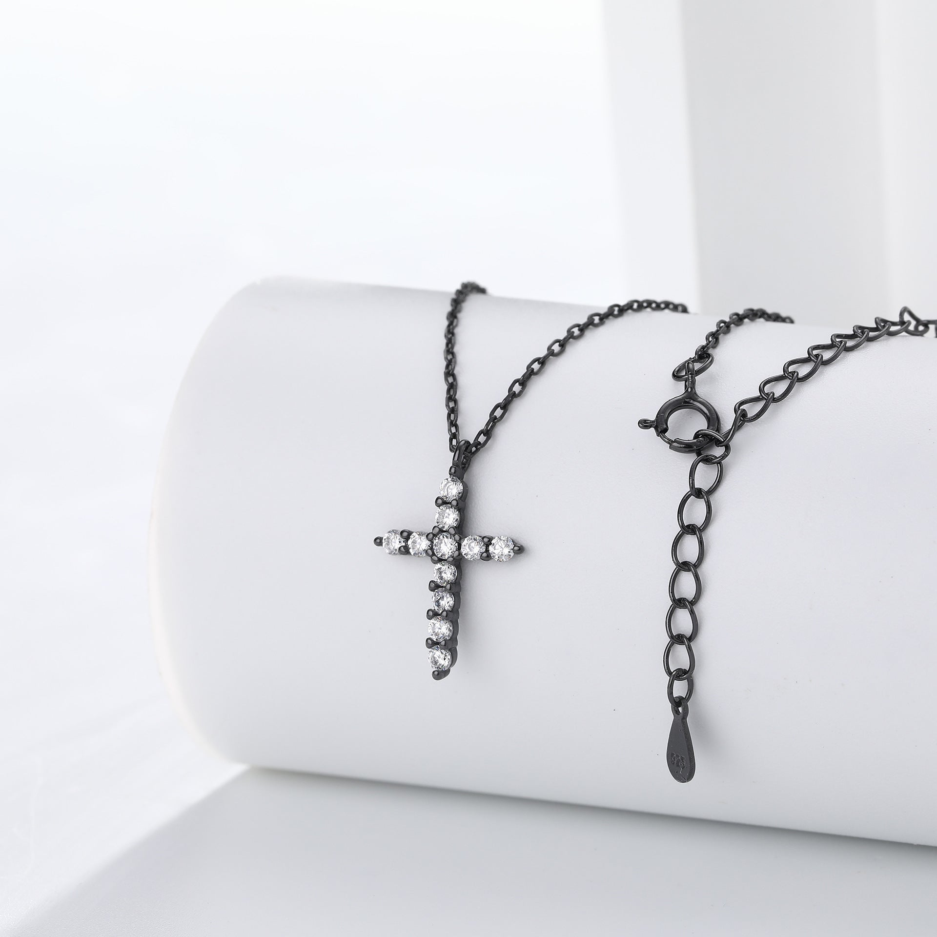 S925 Sterling Silver Diamond Cross Faith Necklace