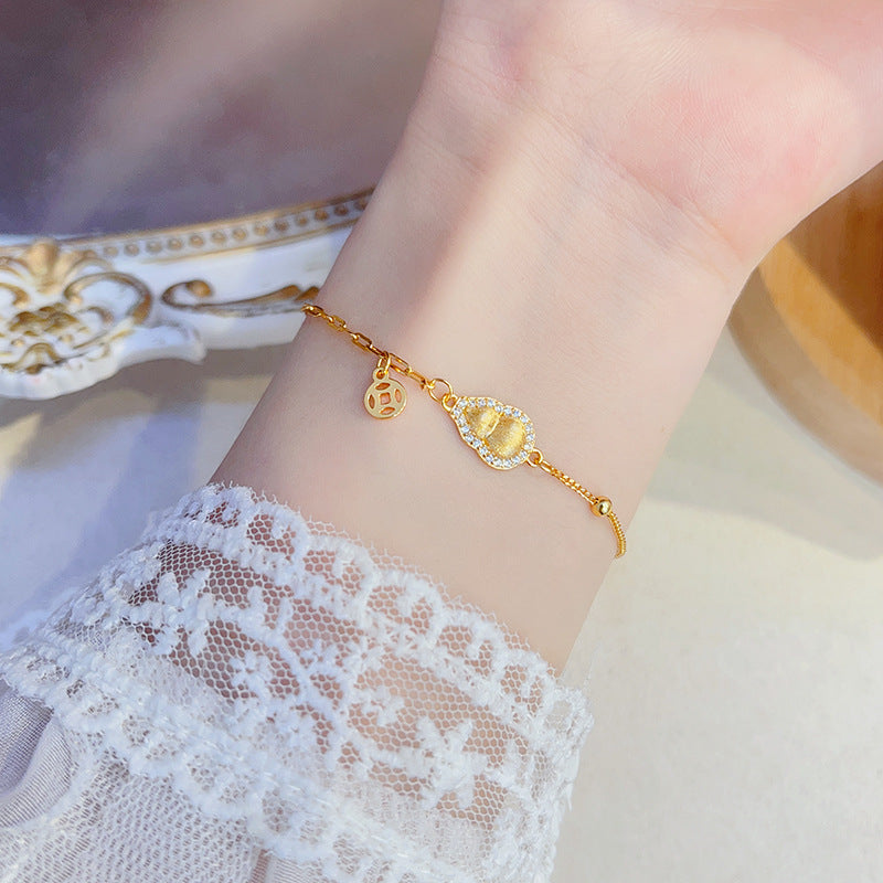 S925 sterling silver retro gourd brushed bracelet