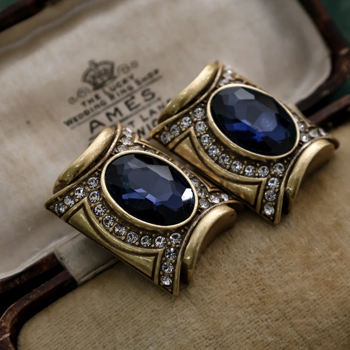 Boucles d'oreilles vintage géométriques diamantées en argent