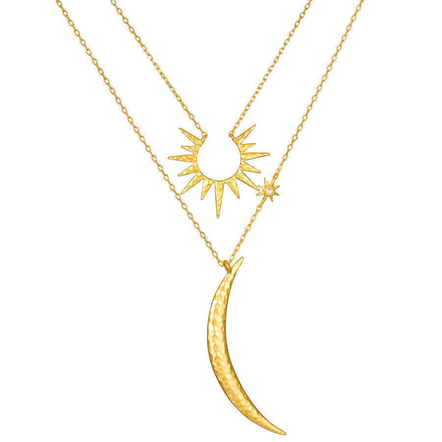 Sun and Moon Double Stacked Necklace
