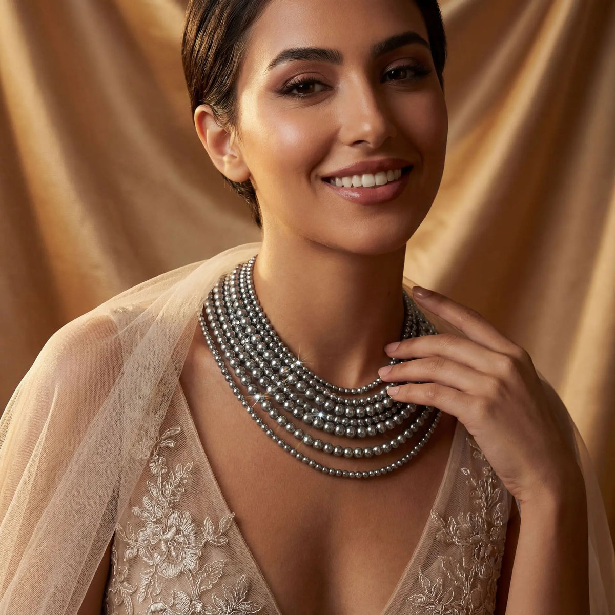 Luxury Layered Pearl Statement Necklace for Women