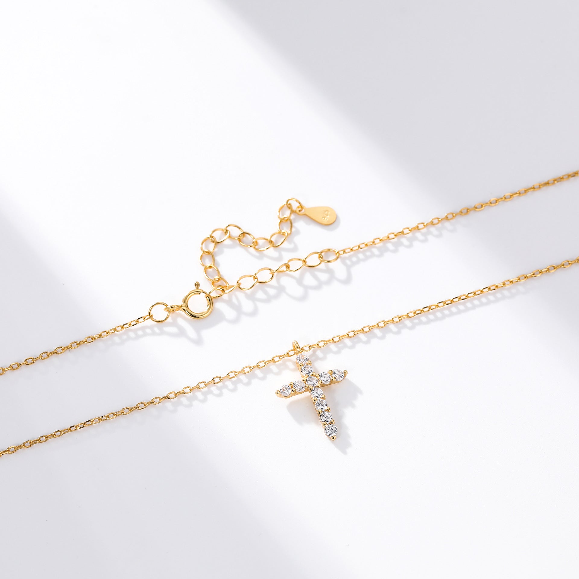 S925 Sterling Silver Diamond Cross Faith Necklace