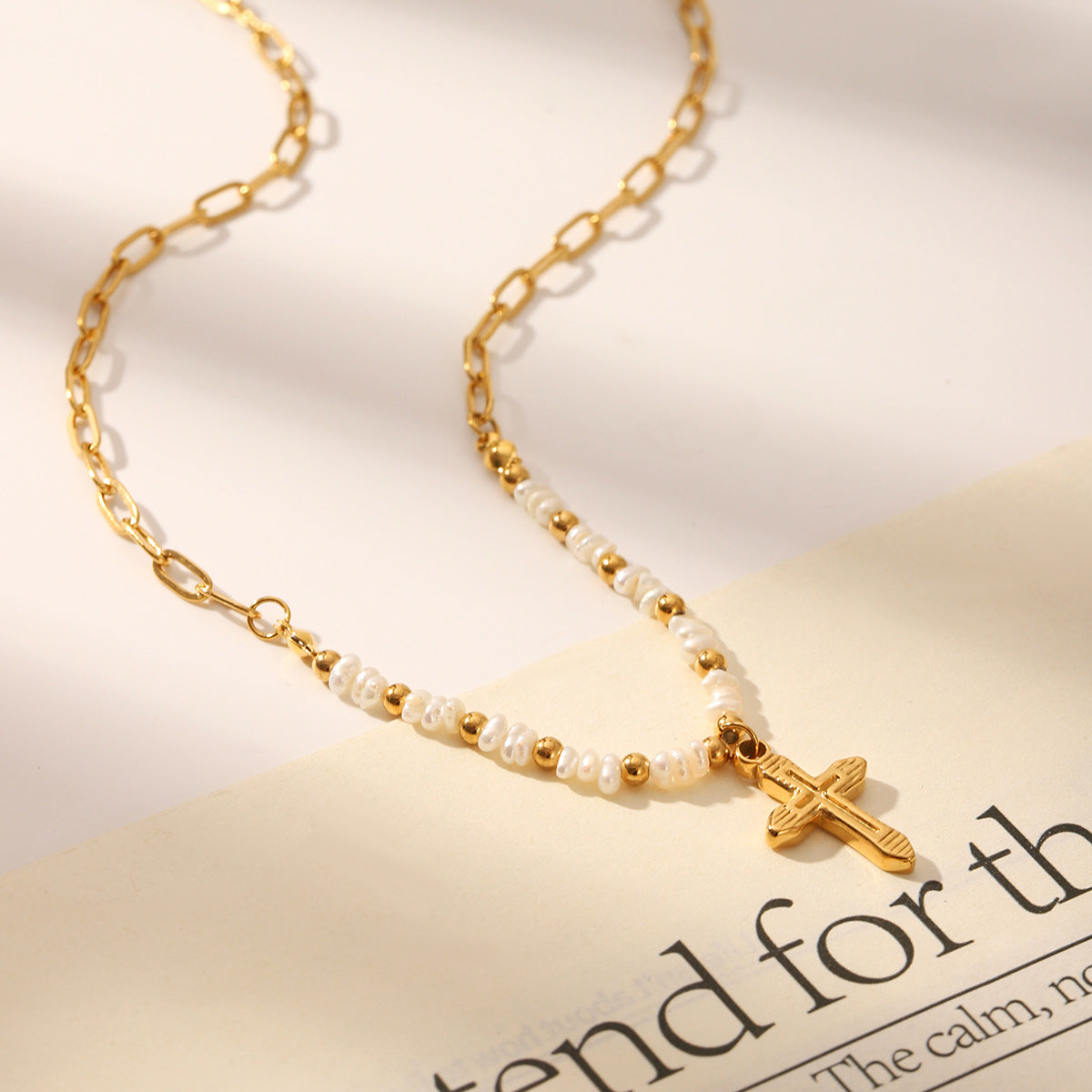 Fashion Titanium Steel Cross Clavicle Pendant Chain