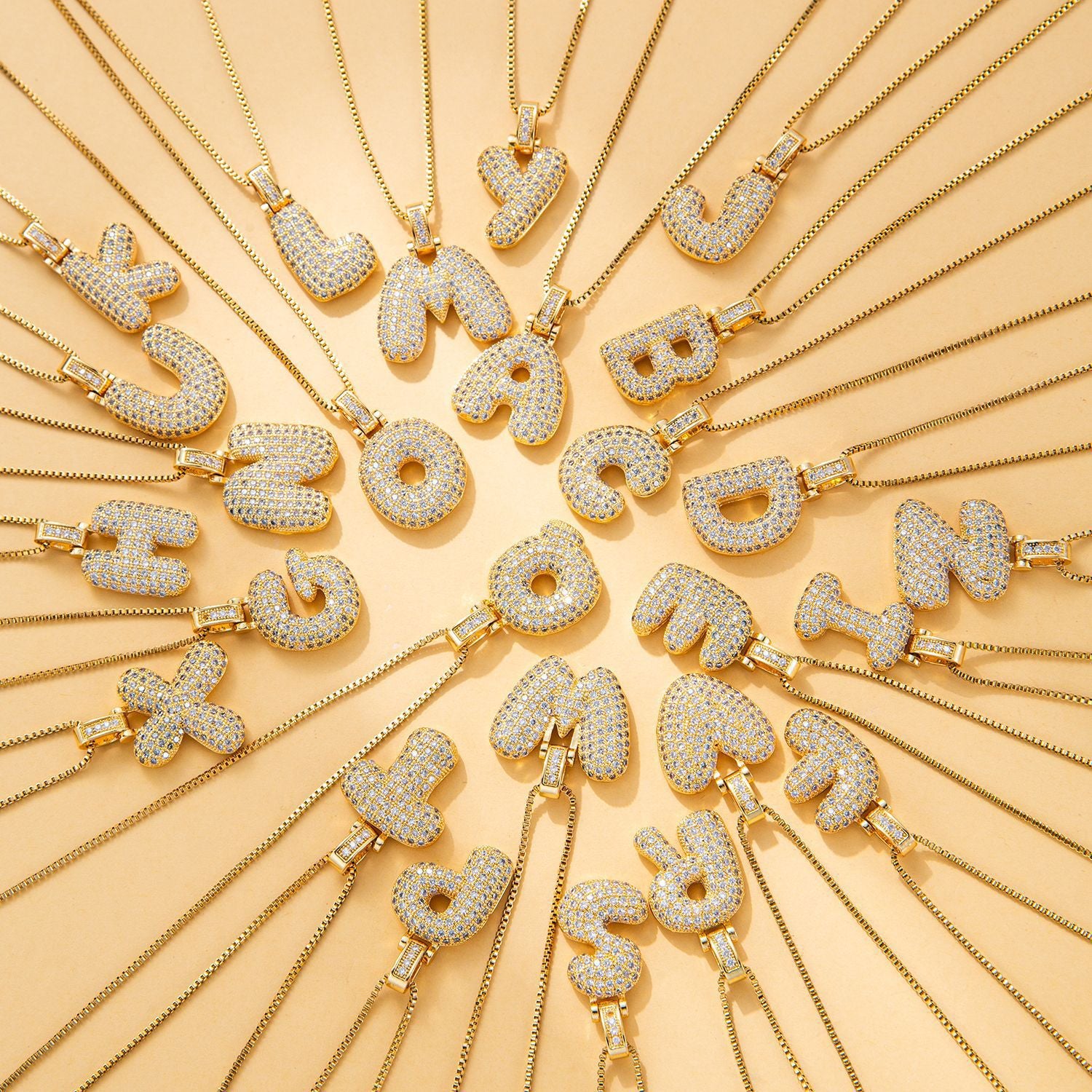 Creative fashion zircon fat 26 letter necklace