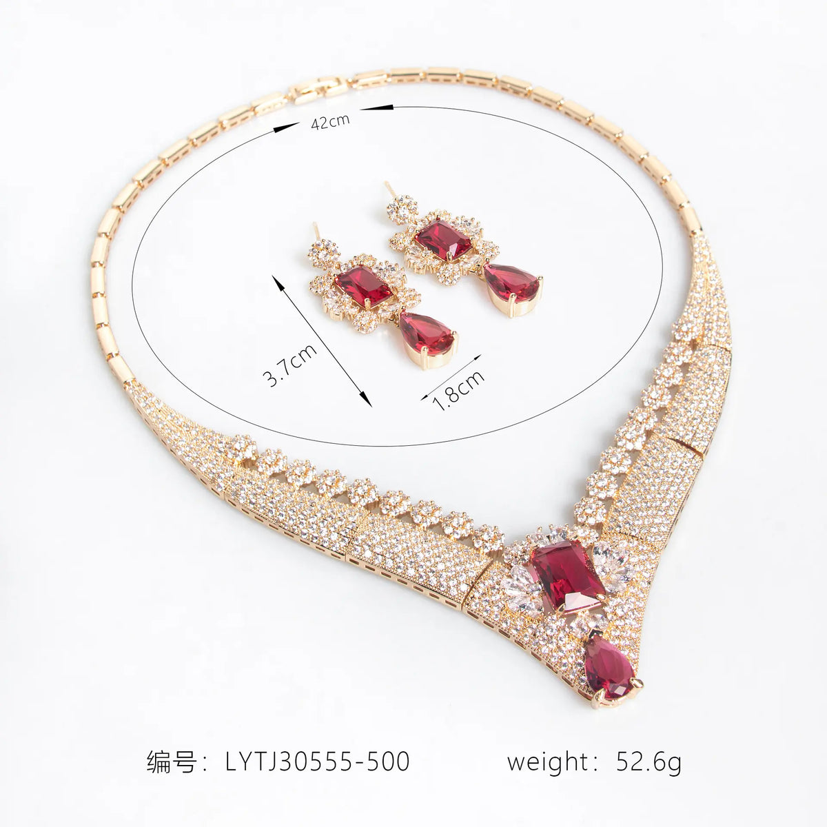 Ensemble Collier Boucles d'oreilles Zircon Premium Industries Lourdes Vintage