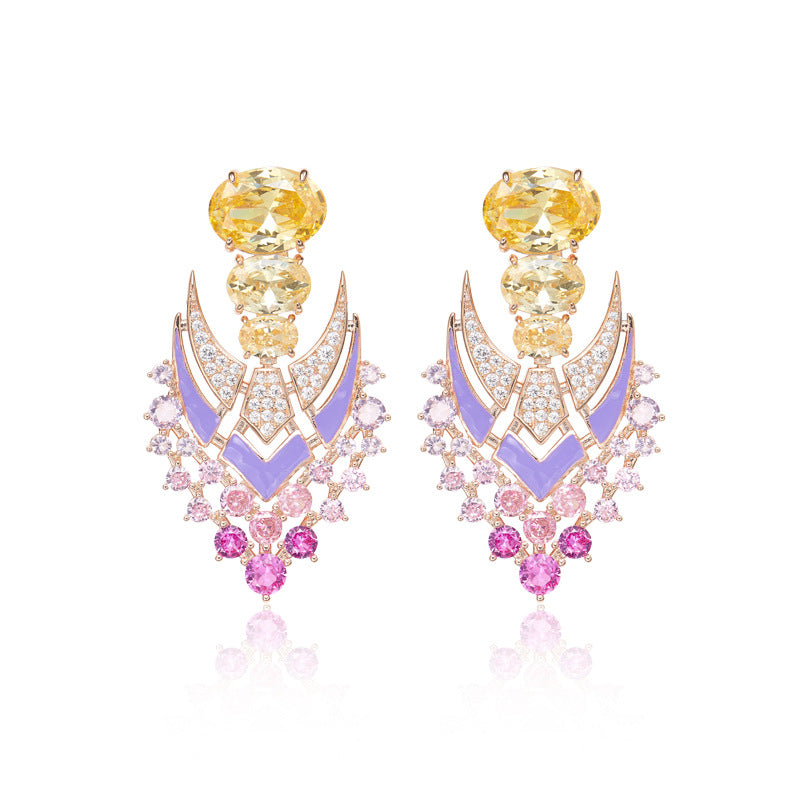 Original design gold-plated fireworks diamond earrings