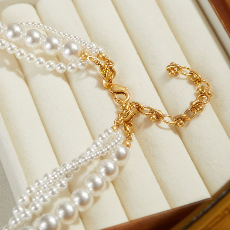 Stylish French Elegant Multilayer Artificial Pearl Necklace
