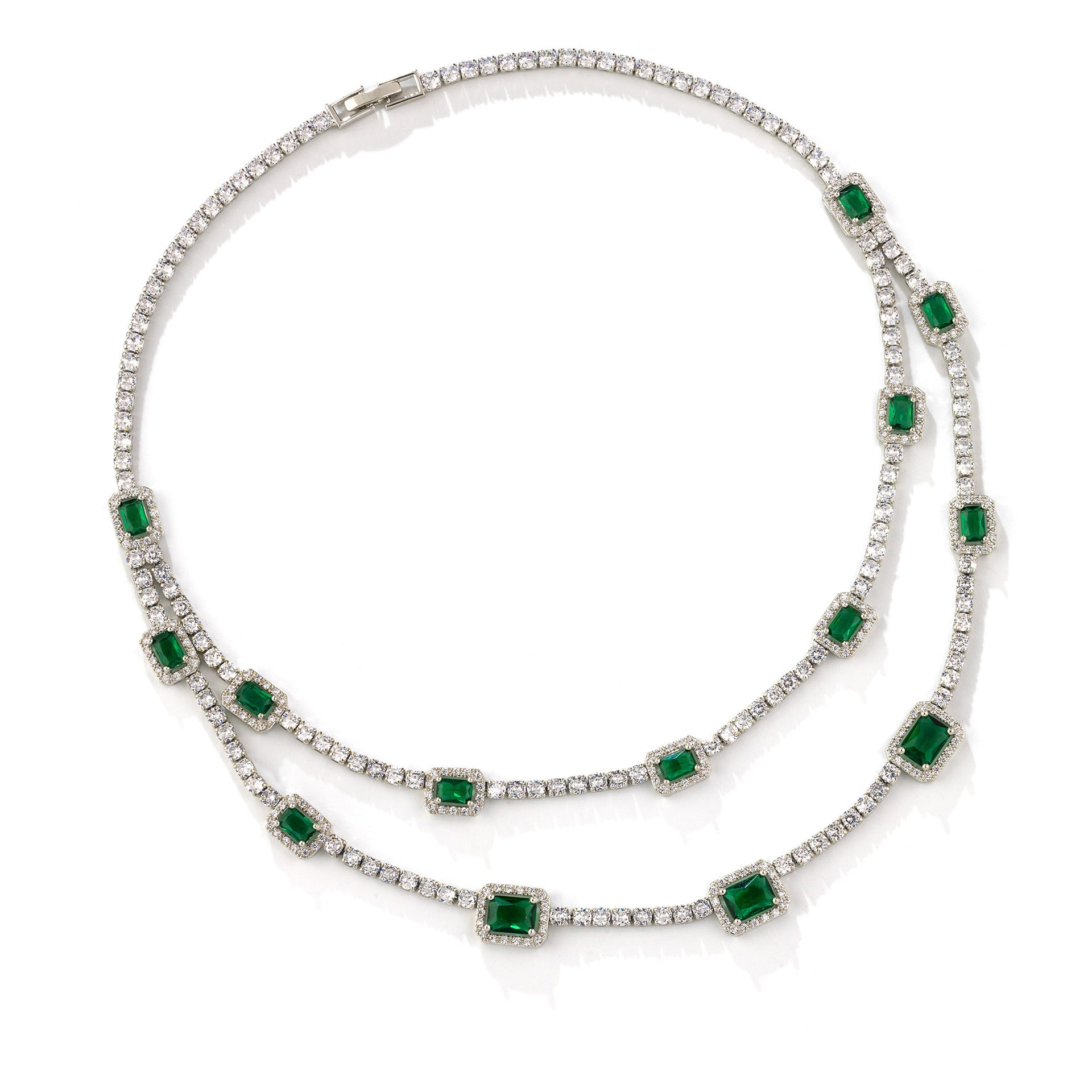Luxury Ruby Crystal Necklace Earrings Set – Sparkling Silver Statement Jewelry